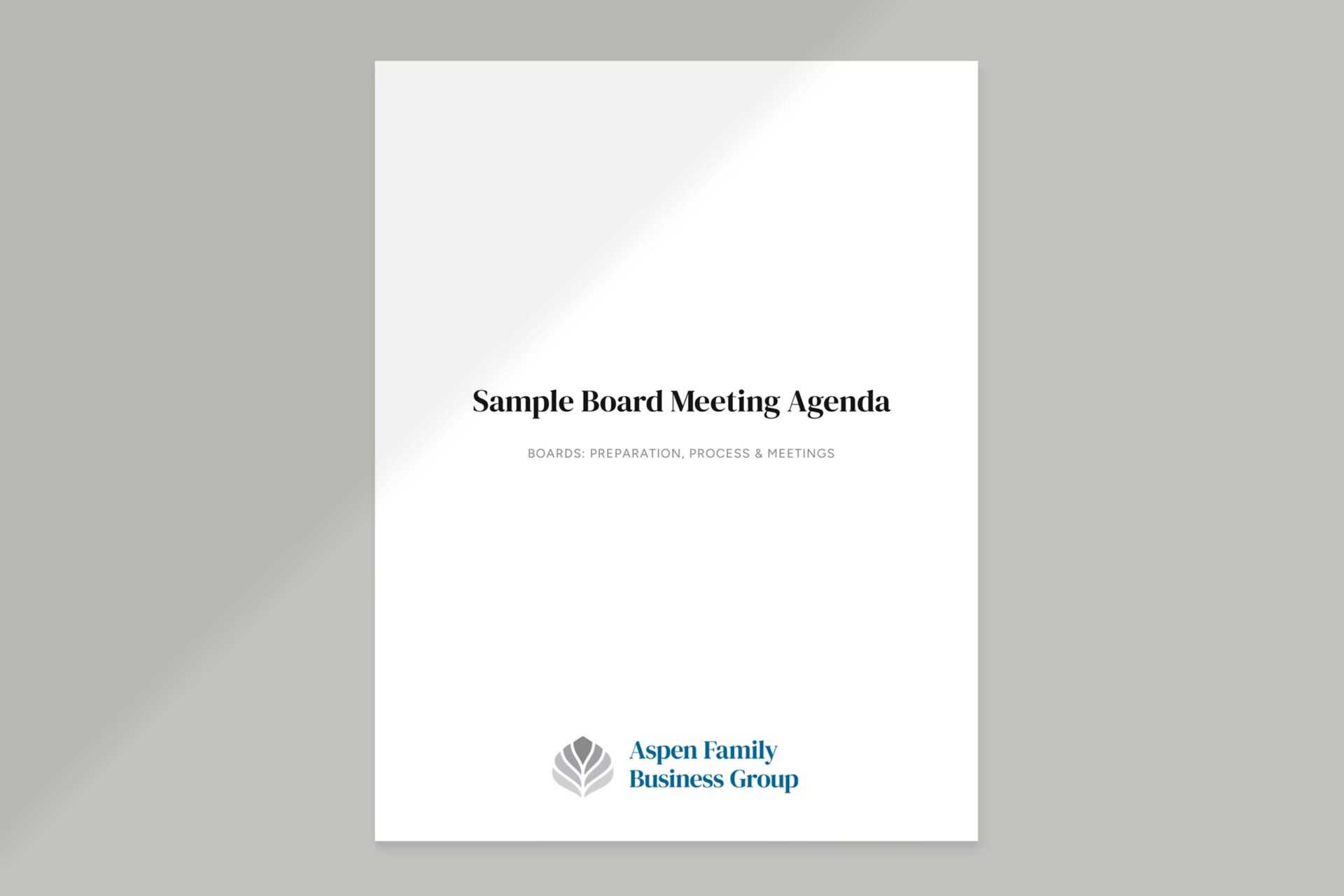 sample board meeting agenda cover